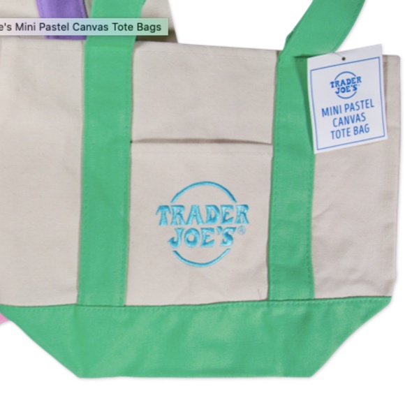 Trader Joe's Handbags - Trader Joe's Pastel Green Mini Canvas Tote Bag - NEW w/tags - Limited Edition